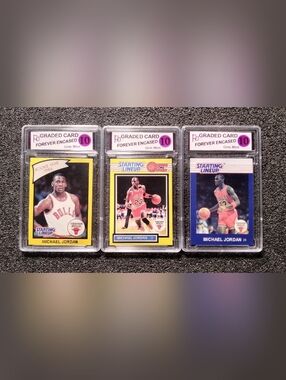 Michael Jordan Starting Lineup Basketball Rookie Card Set. Graded 10